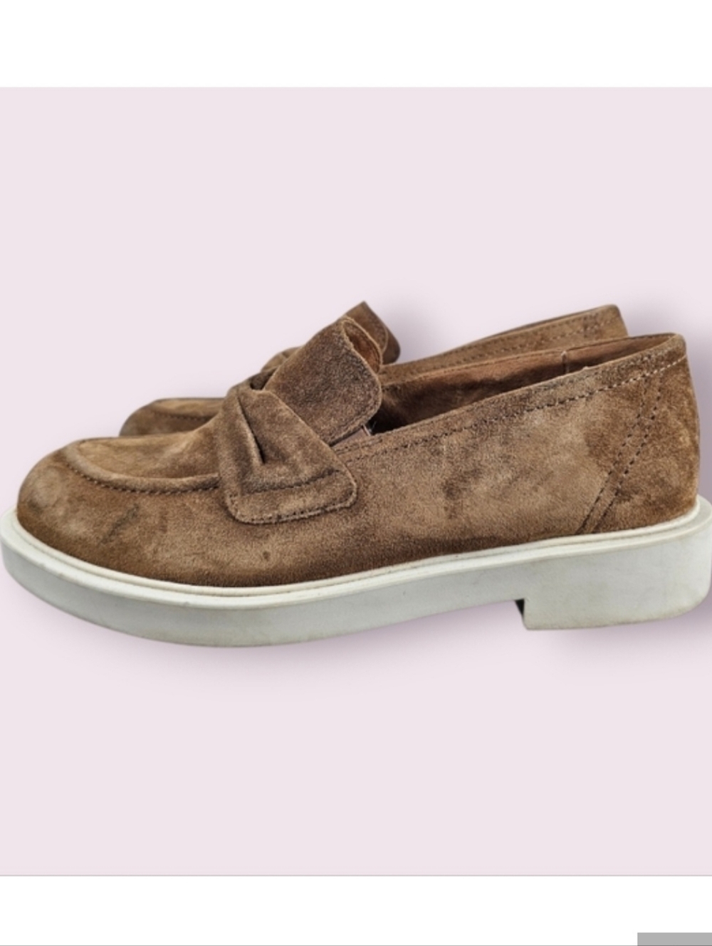 Paul Green Sadie Preppy Loafer PLATFORM Preppy SHOES TOFFEE SUEDE Sz 3.5 US 6